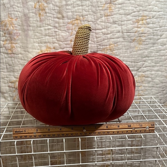Threshold Velvet Red Pumpkin Pillow - Picture 6 of 9